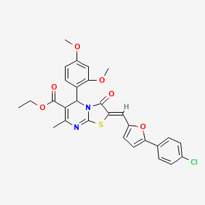 Ethyl (2Z)-2-{[5-(4-chlorophenyl)furan-2-YL]methylidene}-5-(2,4-dimethoxyphenyl)-7-methyl-3-oxo-2H,3H,5H-[1,3]thiazolo[3,2-A]pyrimidine-6-carboxylate