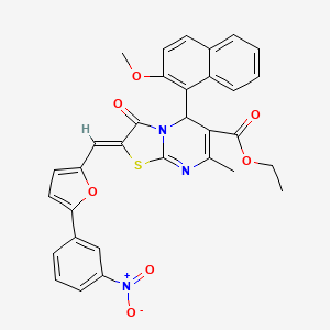 molecular formula C32H25N3O7S B3891571 ethyl 5-(2-methoxy-1-naphthyl)-7-methyl-2-{[5-(3-nitrophenyl)-2-furyl]methylene}-3-oxo-2,3-dihydro-5H-[1,3]thiazolo[3,2-a]pyrimidine-6-carboxylate 