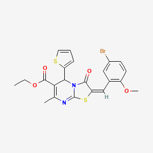 ethyl 2-(5-bromo-2-methoxybenzylidene)-7-methyl-3-oxo-5-(2-thienyl)-2,3-dihydro-5H-[1,3]thiazolo[3,2-a]pyrimidine-6-carboxylate