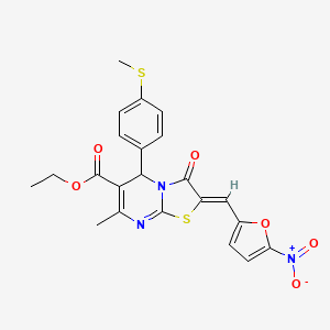 ethyl (2Z)-7-methyl-5-(4-methylsulfanylphenyl)-2-[(5-nitrofuran-2-yl)methylidene]-3-oxo-5H-[1,3]thiazolo[3,2-a]pyrimidine-6-carboxylate