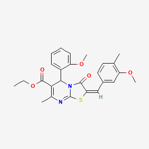 ethyl (2E)-2-[(3-methoxy-4-methylphenyl)methylidene]-5-(2-methoxyphenyl)-7-methyl-3-oxo-5H-[1,3]thiazolo[3,2-a]pyrimidine-6-carboxylate