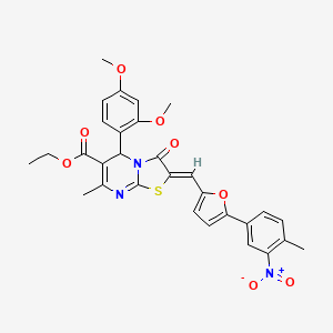 Ethyl (2Z)-5-(2,4-dimethoxyphenyl)-7-methyl-2-{[5-(4-methyl-3-nitrophenyl)furan-2-YL]methylidene}-3-oxo-2H,3H,5H-[1,3]thiazolo[3,2-A]pyrimidine-6-carboxylate