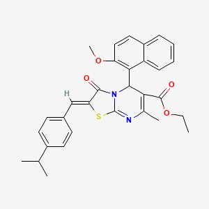 molecular formula C31H30N2O4S B3891622 ethyl 2-(4-isopropylbenzylidene)-5-(2-methoxy-1-naphthyl)-7-methyl-3-oxo-2,3-dihydro-5H-[1,3]thiazolo[3,2-a]pyrimidine-6-carboxylate 