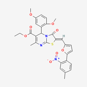 ethyl 5-(2,5-dimethoxyphenyl)-7-methyl-2-{[5-(4-methyl-2-nitrophenyl)-2-furyl]methylene}-3-oxo-2,3-dihydro-5H-[1,3]thiazolo[3,2-a]pyrimidine-6-carboxylate