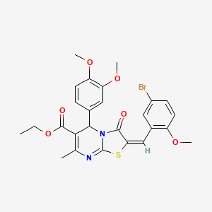 ethyl (2E)-2-[(5-bromo-2-methoxyphenyl)methylidene]-5-(3,4-dimethoxyphenyl)-7-methyl-3-oxo-5H-[1,3]thiazolo[3,2-a]pyrimidine-6-carboxylate