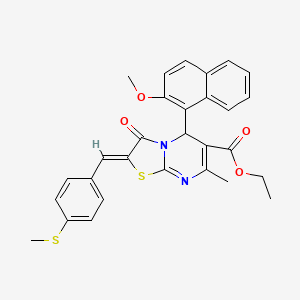 ethyl (2Z)-5-(2-methoxynaphthalen-1-yl)-7-methyl-2-[(4-methylsulfanylphenyl)methylidene]-3-oxo-5H-[1,3]thiazolo[3,2-a]pyrimidine-6-carboxylate