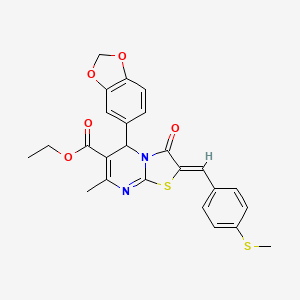 molecular formula C25H22N2O5S2 B3891664 ethyl (2Z)-5-(1,3-benzodioxol-5-yl)-7-methyl-2-[(4-methylsulfanylphenyl)methylidene]-3-oxo-5H-[1,3]thiazolo[3,2-a]pyrimidine-6-carboxylate 