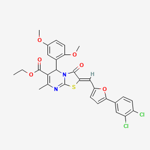 molecular formula C29H24Cl2N2O6S B3891672 ethyl (2Z)-2-[[5-(3,4-dichlorophenyl)furan-2-yl]methylidene]-5-(2,5-dimethoxyphenyl)-7-methyl-3-oxo-5H-[1,3]thiazolo[3,2-a]pyrimidine-6-carboxylate 