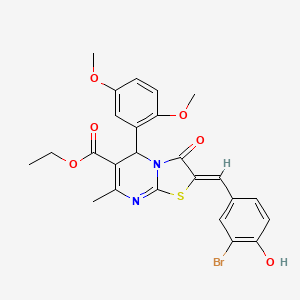 molecular formula C25H23BrN2O6S B3891684 ethyl (2Z)-2-[(3-bromo-4-hydroxyphenyl)methylidene]-5-(2,5-dimethoxyphenyl)-7-methyl-3-oxo-5H-[1,3]thiazolo[3,2-a]pyrimidine-6-carboxylate 