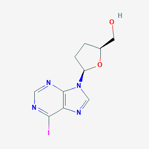 molecular formula C10H11IN4O2 B038917 6-Iodo-9-(2,3-dideoxy-beta-D-glycero-pentofuranosyl)-9H-purine CAS No. 120503-37-9