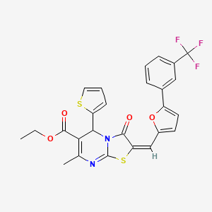 molecular formula C26H19F3N2O4S2 B3891706 ethyl 7-methyl-3-oxo-5-(2-thienyl)-2-({5-[3-(trifluoromethyl)phenyl]-2-furyl}methylene)-2,3-dihydro-5H-[1,3]thiazolo[3,2-a]pyrimidine-6-carboxylate 