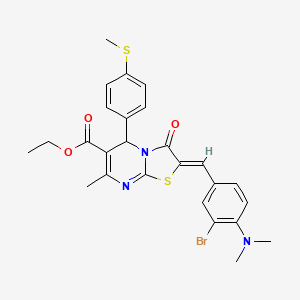 Ethyl (2Z)-2-{[3-bromo-4-(dimethylamino)phenyl]methylidene}-7-methyl-5-[4-(methylsulfanyl)phenyl]-3-oxo-2H,3H,5H-[1,3]thiazolo[3,2-A]pyrimidine-6-carboxylate