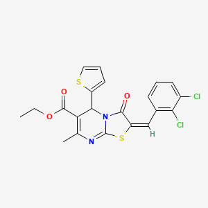 ethyl (2E)-2-(2,3-dichlorobenzylidene)-7-methyl-3-oxo-5-(thiophen-2-yl)-2,3-dihydro-5H-[1,3]thiazolo[3,2-a]pyrimidine-6-carboxylate