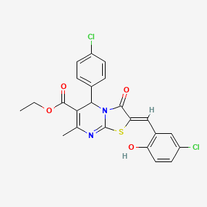 ethyl 2-(5-chloro-2-hydroxybenzylidene)-5-(4-chlorophenyl)-7-methyl-3-oxo-2,3-dihydro-5H-[1,3]thiazolo[3,2-a]pyrimidine-6-carboxylate