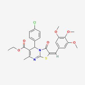 ethyl (2E)-5-(4-chlorophenyl)-7-methyl-3-oxo-2-[(3,4,5-trimethoxyphenyl)methylidene]-5H-[1,3]thiazolo[3,2-a]pyrimidine-6-carboxylate