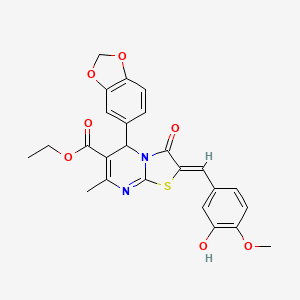 ethyl 5-(1,3-benzodioxol-5-yl)-2-(3-hydroxy-4-methoxybenzylidene)-7-methyl-3-oxo-2,3-dihydro-5H-[1,3]thiazolo[3,2-a]pyrimidine-6-carboxylate