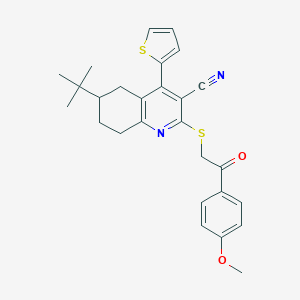 B389191 6-Tert-butyl-2-[2-(4-methoxyphenyl)-2-oxoethyl]sulfanyl-4-thiophen-2-yl-5,6,7,8-tetrahydroquinoline-3-carbonitrile CAS No. 313379-63-4