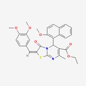 ethyl (2E)-2-[(3,4-dimethoxyphenyl)methylidene]-5-(2-methoxynaphthalen-1-yl)-7-methyl-3-oxo-5H-[1,3]thiazolo[3,2-a]pyrimidine-6-carboxylate