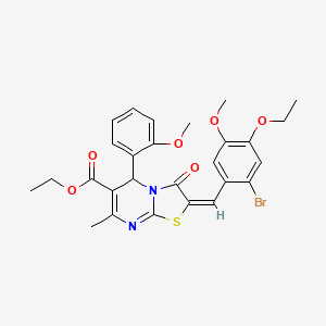 ethyl (2E)-2-[(2-bromo-4-ethoxy-5-methoxyphenyl)methylidene]-5-(2-methoxyphenyl)-7-methyl-3-oxo-5H-[1,3]thiazolo[3,2-a]pyrimidine-6-carboxylate