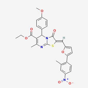 Ethyl (2Z)-5-(4-methoxyphenyl)-7-methyl-2-{[5-(2-methyl-4-nitrophenyl)furan-2-YL]methylidene}-3-oxo-2H,3H,5H-[1,3]thiazolo[3,2-A]pyrimidine-6-carboxylate