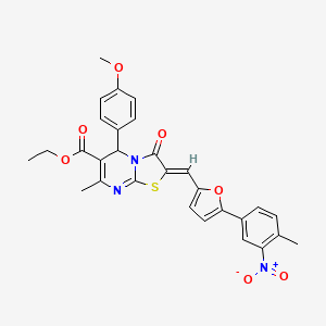 Ethyl (2Z)-5-(4-methoxyphenyl)-7-methyl-2-{[5-(4-methyl-3-nitrophenyl)furan-2-YL]methylidene}-3-oxo-2H,3H,5H-[1,3]thiazolo[3,2-A]pyrimidine-6-carboxylate