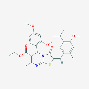 molecular formula C30H34N2O6S B389219 ethyl 5-(2,4-dimethoxyphenyl)-2-(5-isopropyl-4-methoxy-2-methylbenzylidene)-7-methyl-3-oxo-2,3-dihydro-5H-[1,3]thiazolo[3,2-a]pyrimidine-6-carboxylate 