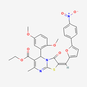 ethyl (2E)-5-(2,5-dimethoxyphenyl)-7-methyl-2-[[5-(4-nitrophenyl)furan-2-yl]methylidene]-3-oxo-5H-[1,3]thiazolo[3,2-a]pyrimidine-6-carboxylate