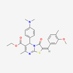 ethyl (2E)-5-[4-(dimethylamino)phenyl]-2-[(3-methoxy-4-methylphenyl)methylidene]-7-methyl-3-oxo-5H-[1,3]thiazolo[3,2-a]pyrimidine-6-carboxylate