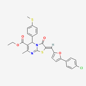 ethyl 2-{[5-(4-chlorophenyl)-2-furyl]methylene}-7-methyl-5-[4-(methylthio)phenyl]-3-oxo-2,3-dihydro-5H-[1,3]thiazolo[3,2-a]pyrimidine-6-carboxylate