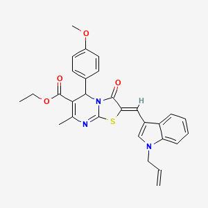 ETHYL (2Z)-5-(4-METHOXYPHENYL)-7-METHYL-3-OXO-2-{[1-(PROP-2-EN-1-YL)-1H-INDOL-3-YL]METHYLIDENE}-2H,3H,5H-[1,3]THIAZOLO[3,2-A]PYRIMIDINE-6-CARBOXYLATE