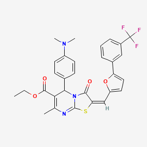 ethyl 5-[4-(dimethylamino)phenyl]-7-methyl-3-oxo-2-({5-[3-(trifluoromethyl)phenyl]-2-furyl}methylene)-2,3-dihydro-5H-[1,3]thiazolo[3,2-a]pyrimidine-6-carboxylate