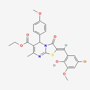 molecular formula C25H23BrN2O6S B3892233 Ethyl (2Z)-2-[(5-bromo-2-hydroxy-3-methoxyphenyl)methylidene]-5-(4-methoxyphenyl)-7-methyl-3-oxo-2H,3H,5H-[1,3]thiazolo[3,2-A]pyrimidine-6-carboxylate 