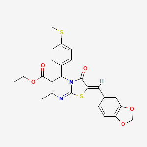 ethyl (2Z)-2-(1,3-benzodioxol-5-ylmethylidene)-7-methyl-5-(4-methylsulfanylphenyl)-3-oxo-5H-[1,3]thiazolo[3,2-a]pyrimidine-6-carboxylate