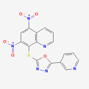 5,7-dinitro-8-{[5-(3-pyridinyl)-1,3,4-oxadiazol-2-yl]thio}quinoline