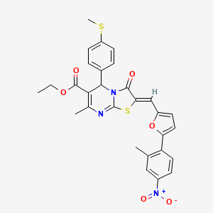 ethyl (2Z)-7-methyl-2-[[5-(2-methyl-4-nitrophenyl)furan-2-yl]methylidene]-5-(4-methylsulfanylphenyl)-3-oxo-5H-[1,3]thiazolo[3,2-a]pyrimidine-6-carboxylate