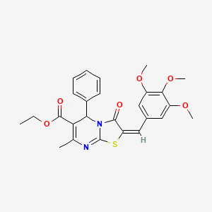 ethyl (2E)-7-methyl-3-oxo-5-phenyl-2-[(3,4,5-trimethoxyphenyl)methylidene]-5H-[1,3]thiazolo[3,2-a]pyrimidine-6-carboxylate