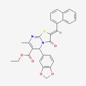 ETHYL (2Z)-5-(2H-1,3-BENZODIOXOL-5-YL)-7-METHYL-2-[(NAPHTHALEN-1-YL)METHYLIDENE]-3-OXO-2H,3H,5H-[1,3]THIAZOLO[3,2-A]PYRIMIDINE-6-CARBOXYLATE