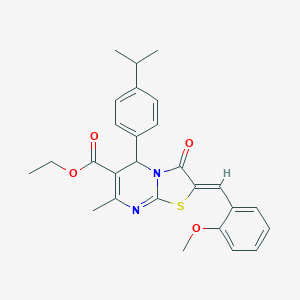 ethyl 5-(4-isopropylphenyl)-2-(2-methoxybenzylidene)-7-methyl-3-oxo-2,3-dihydro-5H-[1,3]thiazolo[3,2-a]pyrimidine-6-carboxylate