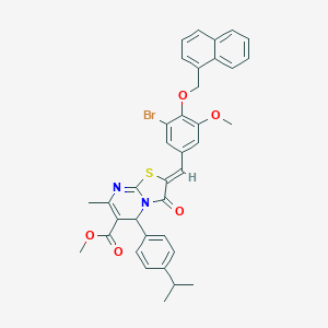 molecular formula C37H33BrN2O5S B389238 methyl 2-[3-bromo-5-methoxy-4-(1-naphthylmethoxy)benzylidene]-5-(4-isopropylphenyl)-7-methyl-3-oxo-2,3-dihydro-5H-[1,3]thiazolo[3,2-a]pyrimidine-6-carboxylate 