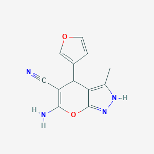 B389245 6-Amino-4-(3-furyl)-3-methyl-1,4-dihydropyrano[2,3-c]pyrazole-5-carbonitrile CAS No. 350715-02-5