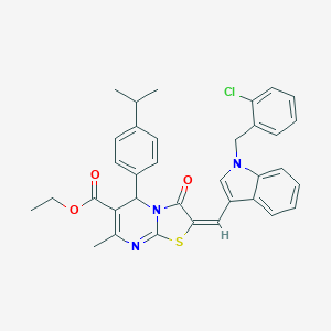molecular formula C35H32ClN3O3S B389264 ethyl 2-{[1-(2-chlorobenzyl)-1H-indol-3-yl]methylene}-5-(4-isopropylphenyl)-7-methyl-3-oxo-2,3-dihydro-5H-[1,3]thiazolo[3,2-a]pyrimidine-6-carboxylate 