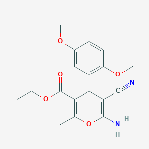 molecular formula C18H20N2O5 B389266 ethyl 6-amino-5-cyano-4-(2,5-dimethoxyphenyl)-2-methyl-4H-pyran-3-carboxylate CAS No. 296246-40-7
