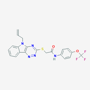 molecular formula C21H16F3N5O2S B389271 2-[(5-allyl-5H-[1,2,4]triazino[5,6-b]indol-3-yl)sulfanyl]-N-[4-(trifluoromethoxy)phenyl]acetamide 
