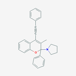 molecular formula C28H25NO B389276 1-[3-methyl-2-phenyl-4-(phenylethynyl)-2H-chromen-2-yl]pyrrolidine 