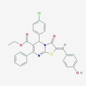 ethyl 5-(4-chlorophenyl)-2-(4-hydroxybenzylidene)-3-oxo-7-phenyl-2,3-dihydro-5H-[1,3]thiazolo[3,2-a]pyrimidine-6-carboxylate