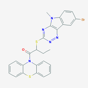 10-{2-[(8-bromo-5-methyl-5H-[1,2,4]triazino[5,6-b]indol-3-yl)sulfanyl]butanoyl}-10H-phenothiazine