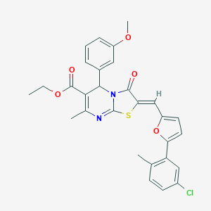 molecular formula C29H25ClN2O5S B389309 ethyl (2Z)-2-{[5-(5-chloro-2-methylphenyl)furan-2-yl]methylidene}-5-(3-methoxyphenyl)-7-methyl-3-oxo-2,3-dihydro-5H-[1,3]thiazolo[3,2-a]pyrimidine-6-carboxylate 