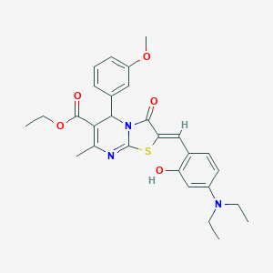 molecular formula C28H31N3O5S B389311 ethyl 2-[4-(diethylamino)-2-hydroxybenzylidene]-5-(3-methoxyphenyl)-7-methyl-3-oxo-2,3-dihydro-5H-[1,3]thiazolo[3,2-a]pyrimidine-6-carboxylate 