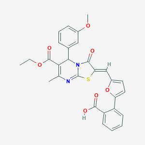 molecular formula C29H24N2O7S B389313 2-(5-{(Z)-[6-(ethoxycarbonyl)-5-(3-methoxyphenyl)-7-methyl-3-oxo-5H-[1,3]thiazolo[3,2-a]pyrimidin-2(3H)-ylidene]methyl}-2-furyl)benzoic acid 