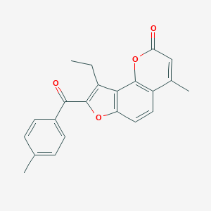 molecular formula C22H18O4 B389325 9-ethyl-4-methyl-8-(4-methylbenzoyl)-2H-furo[2,3-h]chromen-2-one 